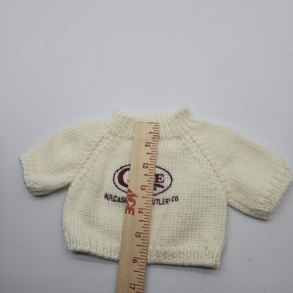 2 Vintage Handmade Doll Clothes Embroidered Sweaters Case Cutlery Green & White - Picture 9 of 9